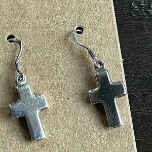 Pair Of Sterling Silver Cross Earrings